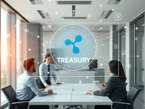 Ripple Treasury platform interface showing blockchain integration for corporate financial management