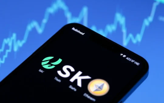 Robinhood app listing SKY cryptocurrency for spot trading on a smartphone interface