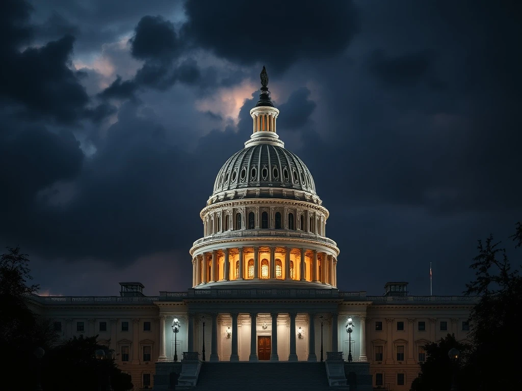 US Capitol building during government shutdown crisis as Senate rejects House spending bill