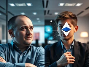 Anatoly Yakovenko and Vitalik Buterin debate blockchain development philosophies for Solana and Ethereum's future