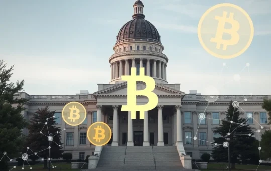 South Dakota State Capitol with Bitcoin legislation representing cryptocurrency adoption in state government