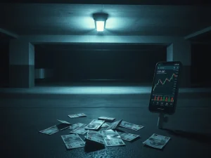 A South Korean underground parking garage scene symbolizing a violent crypto robbery and subsequent legal sentencing.