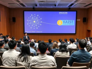 Spacecoin and KAIST collaborate on decentralized satellite internet technology at a technical seminar.