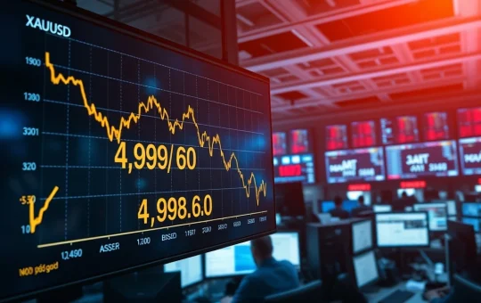 Analysis of the spot gold price falling below $5,000 per ounce in volatile trading.