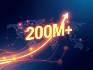 Global map visualization of 200 million stablecoin addresses representing widespread cryptocurrency adoption.