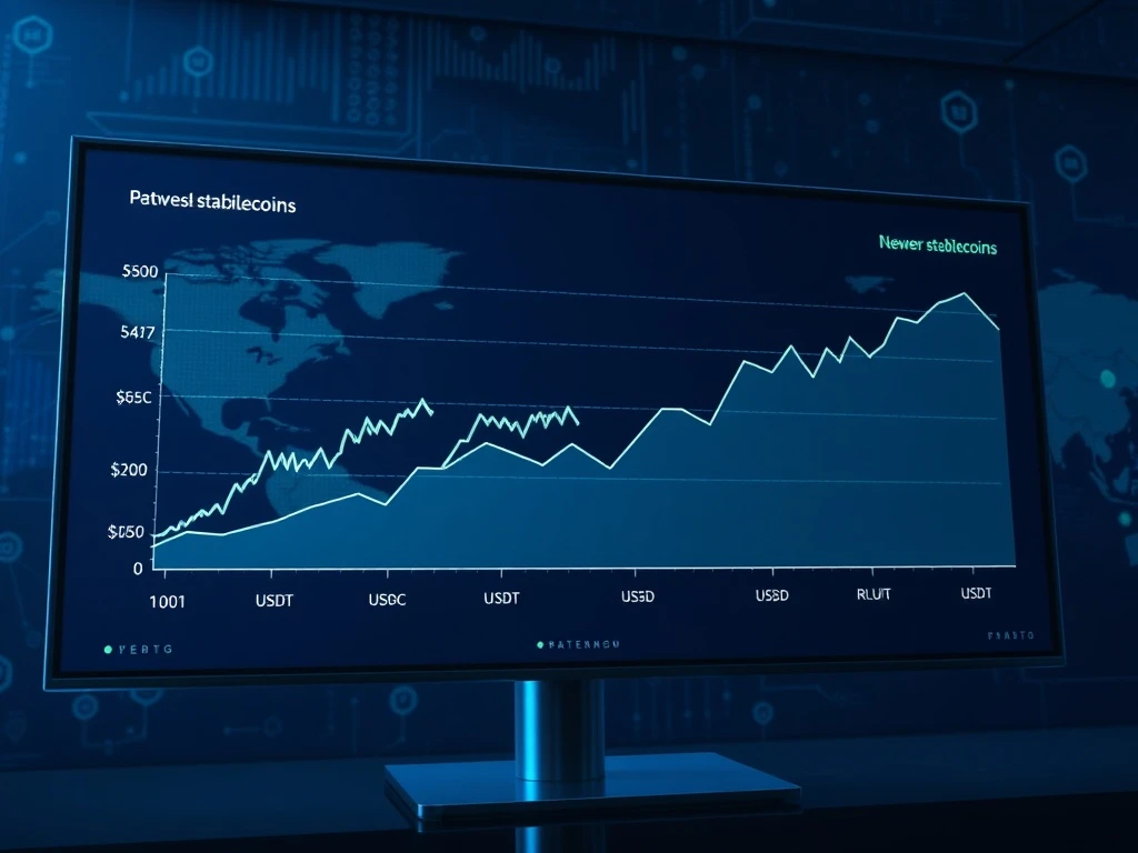 Analysis of stablecoin growth slowdown showing diverging market trends for established and new digital currencies.