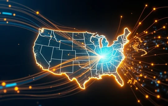 Conceptual visualization of capital flight from US markets due to a stablecoin interest ban.