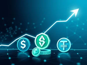 Graph showing 2025 stablecoin revenue growth for issuers on the Ethereum blockchain network.