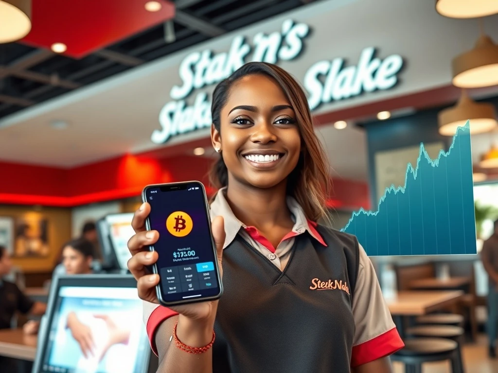 Steak 'n Shake employee benefits from new Bitcoin bonus program for part-time staff.