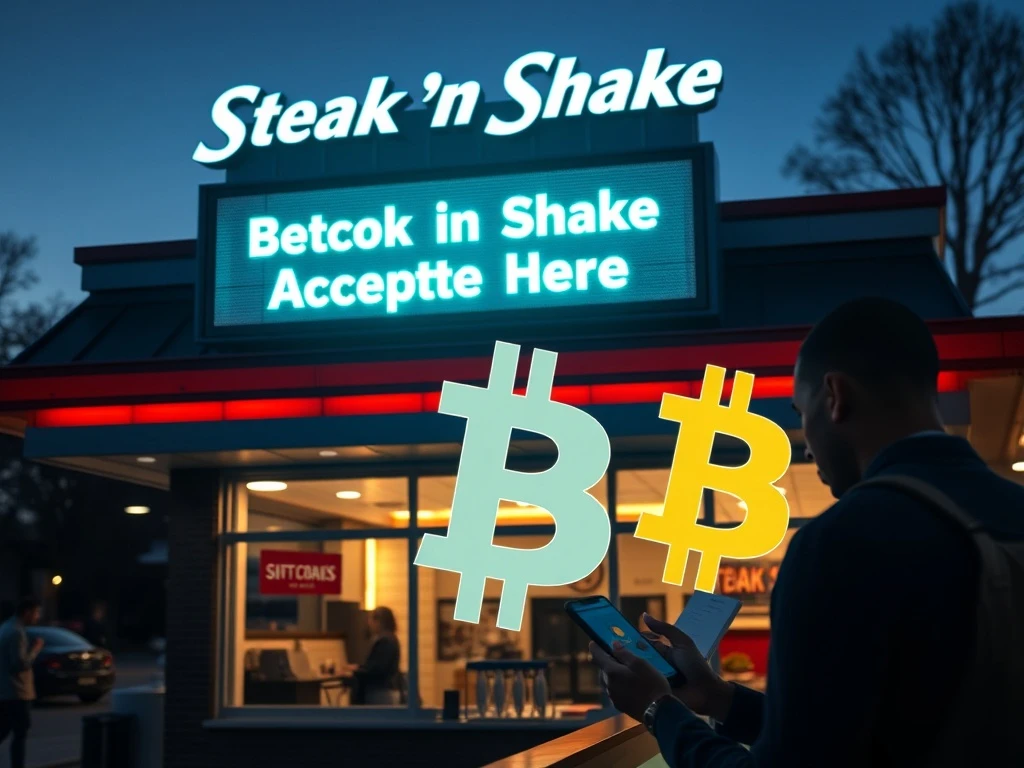 Steak 'n Shake restaurant showcasing Bitcoin payment acceptance and corporate treasury growth strategy.