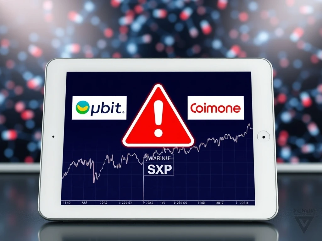 South Korean crypto exchanges Upbit, Bithumb, and Coinone issue investment warning for SXP Solar token.