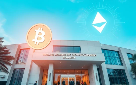 Thailand SEC building with digital asset symbols representing new crypto ETF and futures regulations