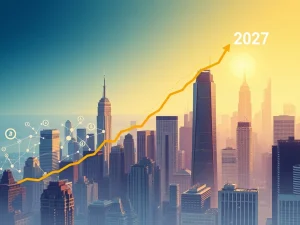 Tom Lee's 2027 bull market prediction illustrated with a futuristic financial graph.