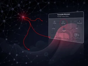 Forensic diagram tracing Tornado Cash laundering path from a $282M wallet compromise.