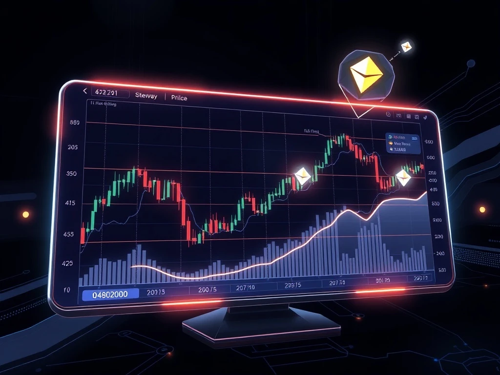 Illustration of trading bots executing orders on a crypto chart during sideways market conditions in 2025.