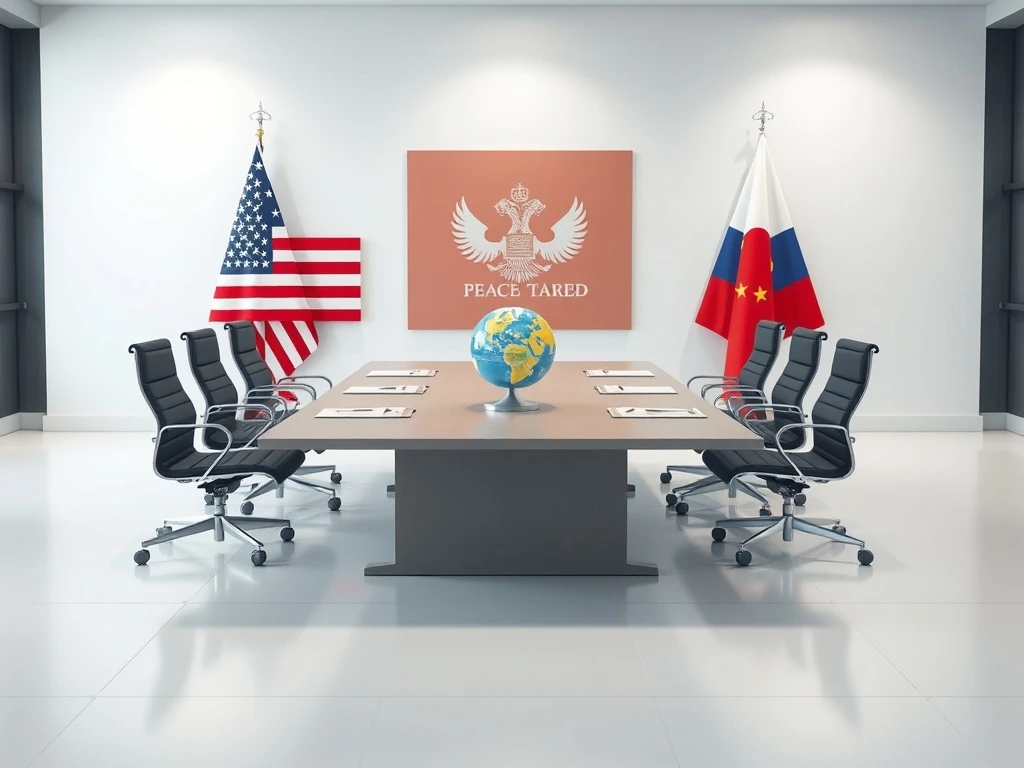 Symbolic representation of Trump Putin Peace Board diplomatic negotiations for conflict resolution