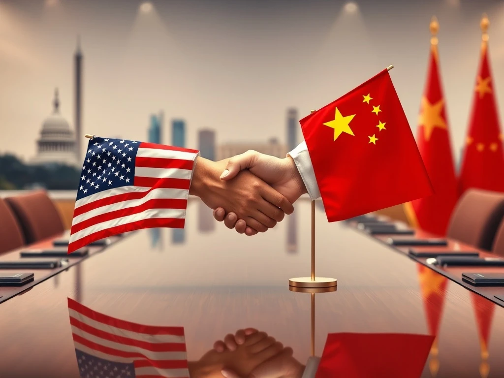 Symbolic handshake representing potential Trump Xi meetings in 2025 and US-China diplomatic relations