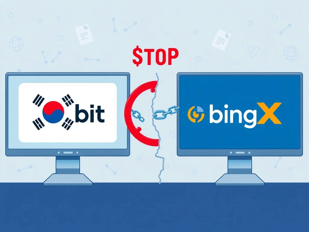 Upbit suspends BingX transactions due to regulatory compliance requirements for cryptocurrency exchanges.