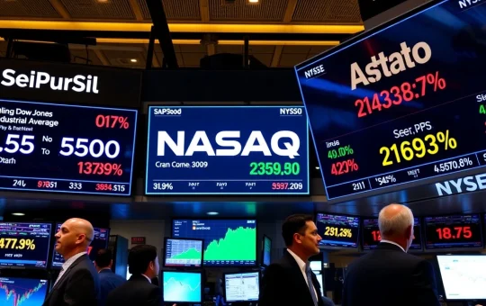 Mixed performance of major US stock indices with S&P 500, Nasdaq, and Dow Jones showing different movements