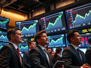 US stocks close higher as trading floor monitors show S&P 500, Nasdaq, and Dow Jones gains