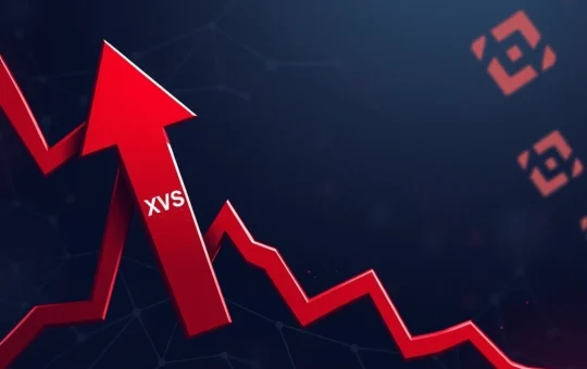 Visualization of the Venus XVS token's sudden 30% price crash on the cryptocurrency market.