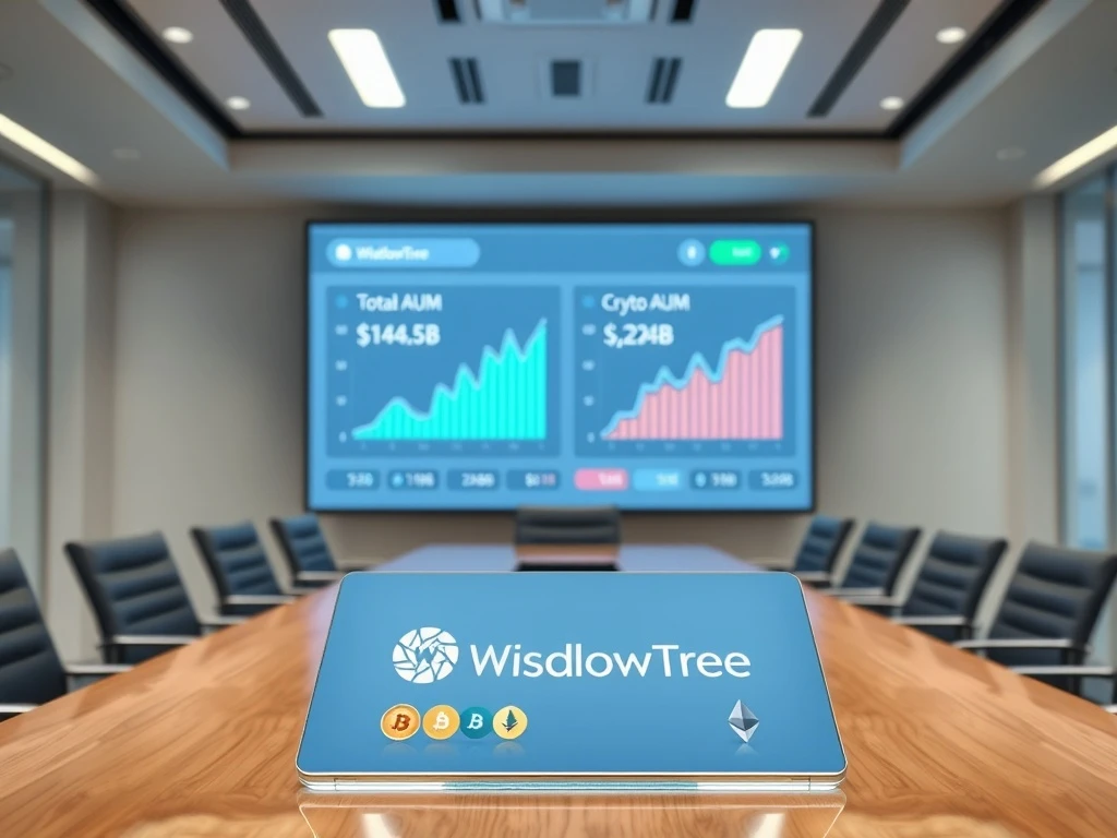 WisdomTree's 2025 crypto assets under management dashboard showing $2.24 billion in digital asset holdings.