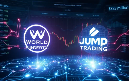 World Liberty Financial WLFI token transfer to Jump Trading visualized on a blockchain network.