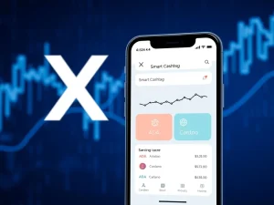 X platform's new Smart Cashtags feature interface differentiating cryptocurrency and stock assets for clear financial discussions.