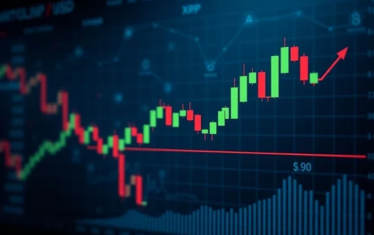 Analysis of XRP cryptocurrency price testing the crucial $1.90 support level on a trading chart.