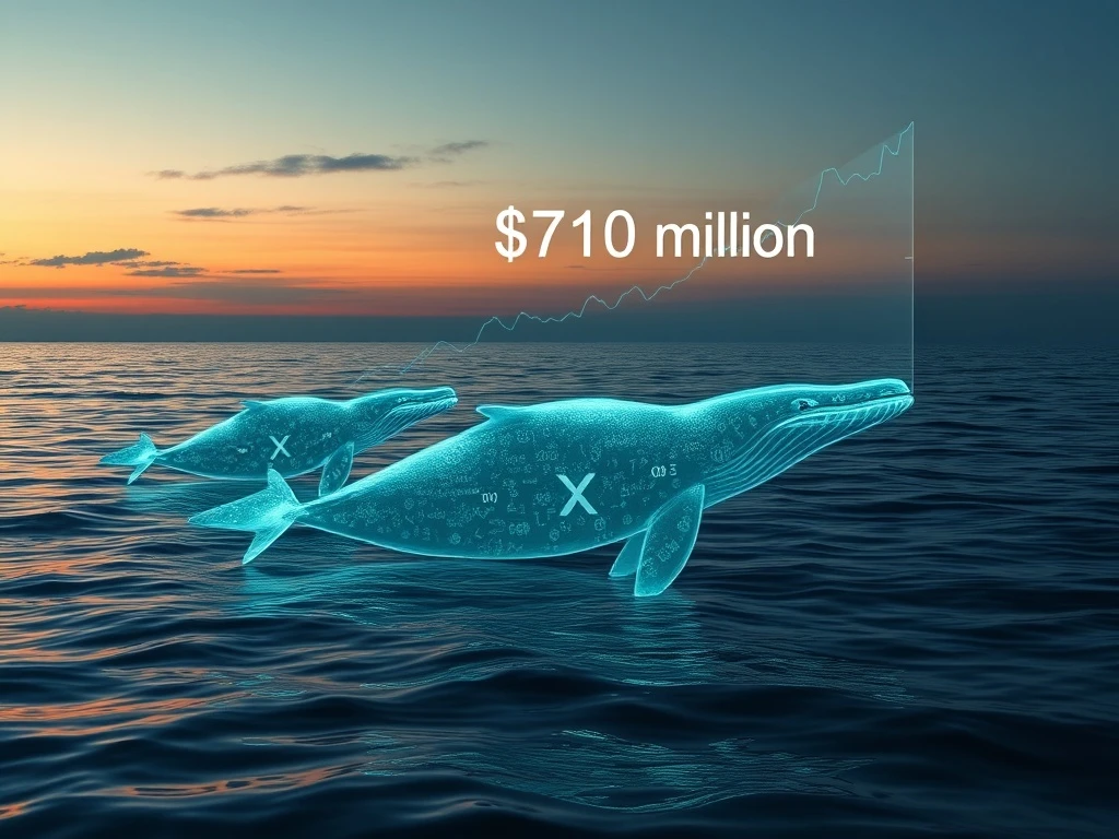 XRP whales accumulate $710 million in tokens, signaling major investor confidence in the cryptocurrency market.