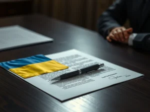 Symbolic representation of a potential document to end the Russia-Ukraine war.