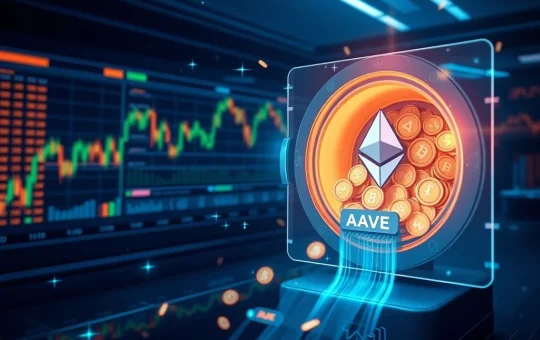 Conceptual visualization of Aave founder Stani Kulechov converting Ethereum to AAVE governance tokens.
