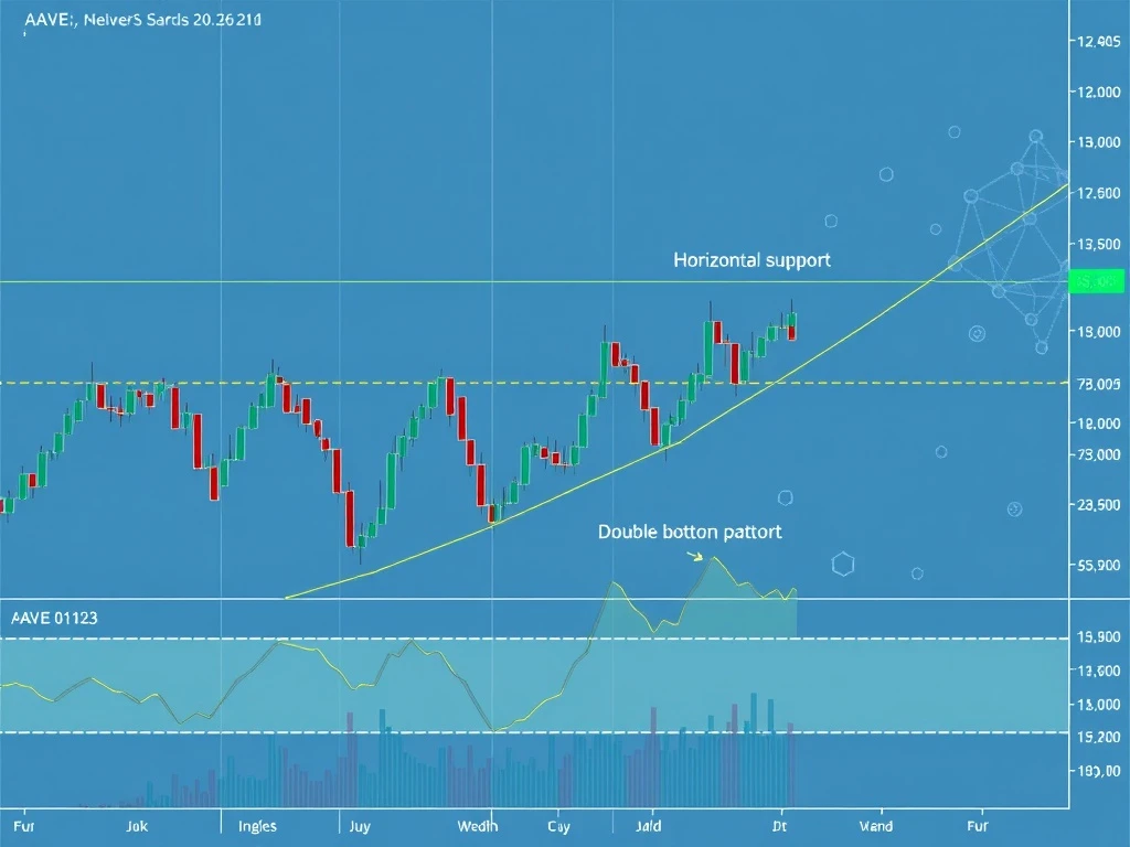AAVE price chart analysis showing diagonal trendline support and double bottom formation signaling potential bullish reversal.