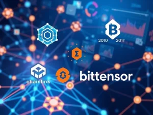 AI crypto tokens Chainlink and Bittensor leading social engagement rankings in blockchain sector