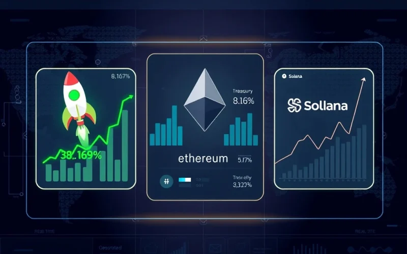Analysis of APEMARS Stage 8 ROI, Ethereum treasury news, and Solana growth trends in cryptocurrency markets.