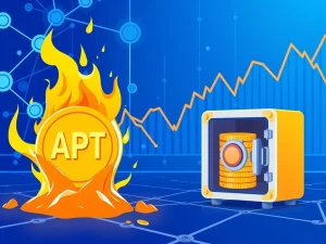 Visualization of Aptos deflation plan with token burn and supply lock mechanisms impacting APT tokenomics.