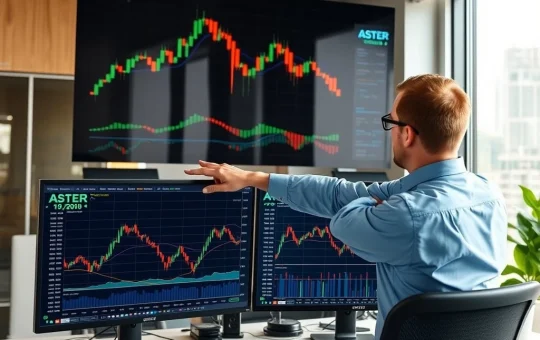 Financial analyst examining ASTER cryptocurrency charts showing accumulation patterns and technical indicators for long-term investment opportunity.