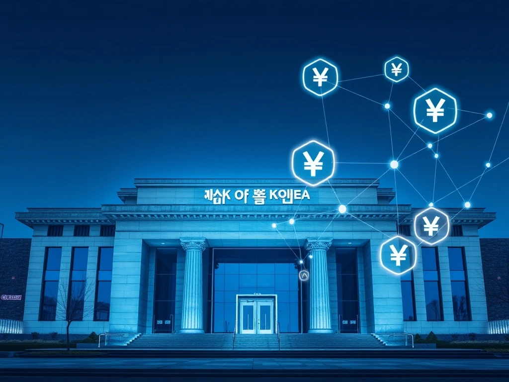 Bank of Korea headquarters with digital currency overlay representing stablecoin regulation concerns