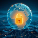 Global cybersecurity partnership map showing Binance operation across 19 African countries.