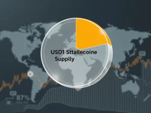 Chart illustrating Binance's 87% control of the Trump-linked USD1 stablecoin supply and market concentration.