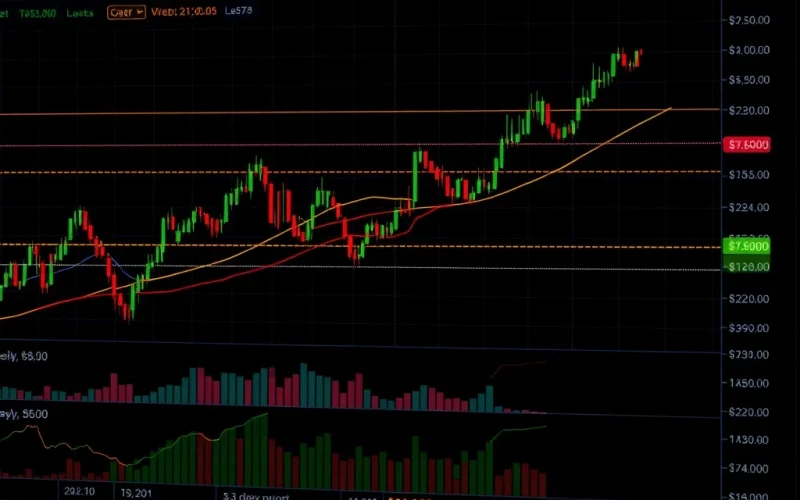 Bitcoin price chart analysis showing key trendline support at $68,000 level with moving averages