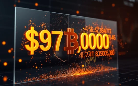 Bitcoin price chart hitting $70,000 resistance wall with blockchain network visualization
