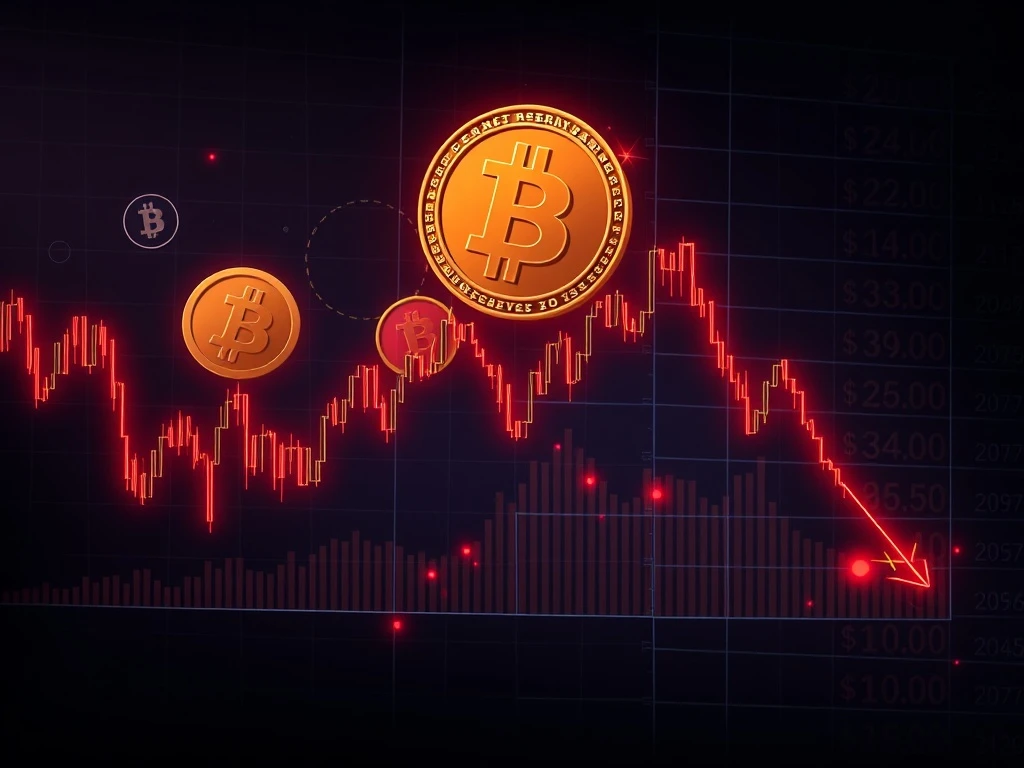Bitcoin and altcoin market cap declining below key technical support levels in cryptocurrency markets