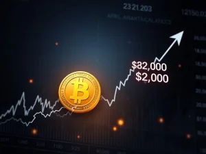 Bitcoin price chart analysis showing April 2025 lows and a projected rally target.