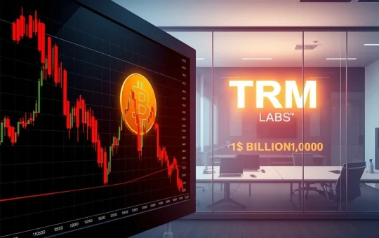 Bitcoin price volatility and TRM Labs unicorn milestone reflect crypto market dynamics.
