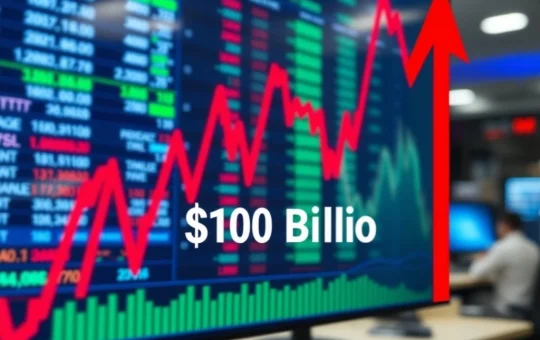 Bitcoin ETF assets chart showing a sharp decline below the $100 billion threshold.