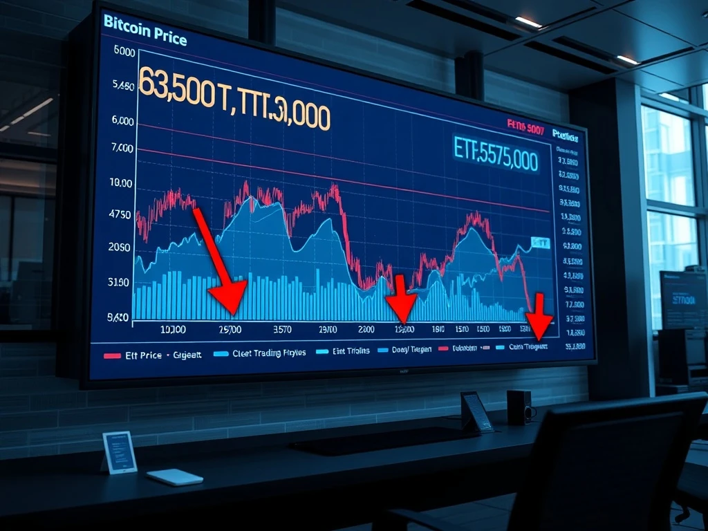 Bitcoin ETF outflows chart showing $434M decline as BTC price hits $60K threshold