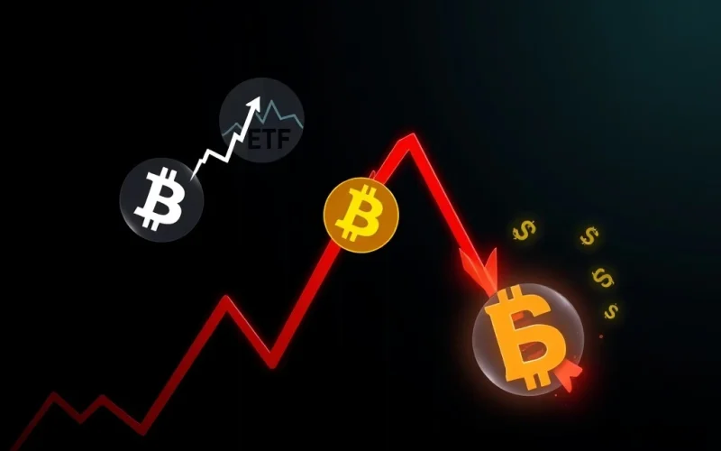 Analysis of Bitcoin ETF outflows and the 2026 BTC price crash showing market correlation