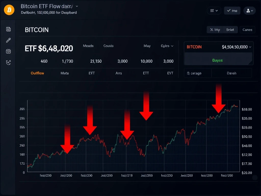 Analysis of Bitcoin ETF outflows and BTC price pressure near $70,000.