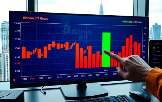Bitcoin ETFs show outflows as a Hong Kong firm's major IBIT purchase is revealed in financial data charts.